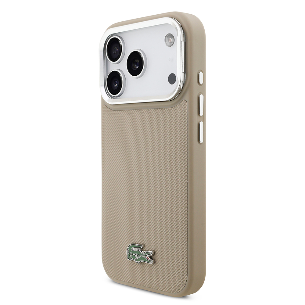 Apple iPhone 17 Pro Kılıf Lacoste Orjinal Lisanslı M-safe Şarj Özellikli PU Pike Desenli Standlı Metal Logolu Kapak - Görsel 23