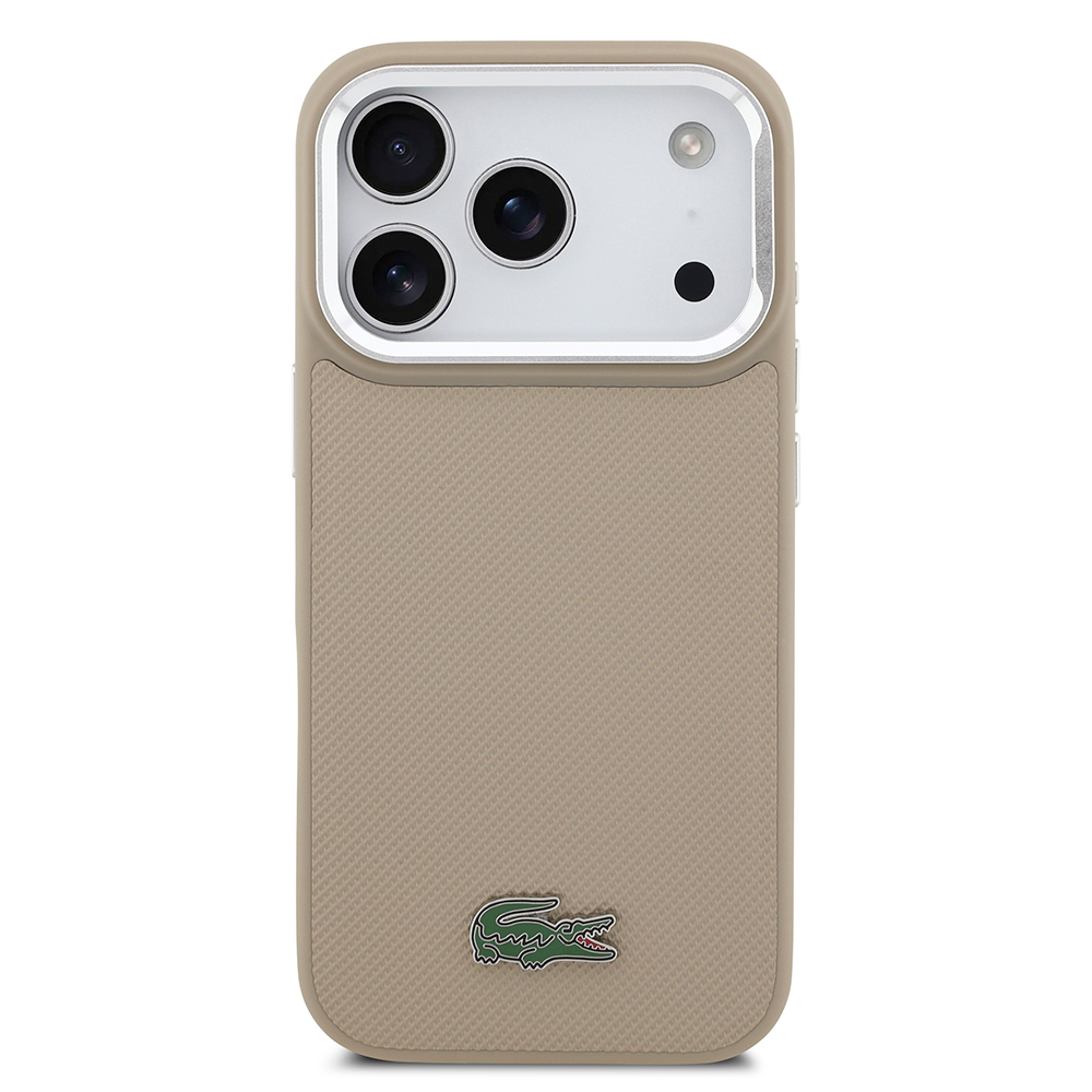 Apple iPhone 17 Pro Kılıf Lacoste Orjinal Lisanslı M-safe Şarj Özellikli PU Pike Desenli Standlı Metal Logolu Kapak - Görsel 24