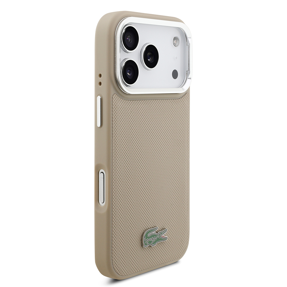 Apple iPhone 17 Pro Kılıf Lacoste Orjinal Lisanslı M-safe Şarj Özellikli PU Pike Desenli Standlı Metal Logolu Kapak - Görsel 25