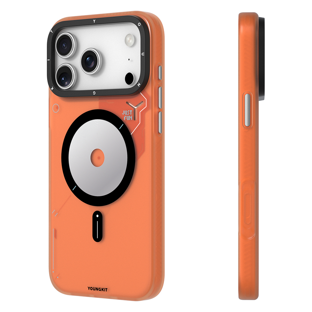 Apple iPhone 17 Pro Kılıf M-safe Şarj Özellikli Disk Desenli Youngkit Disc Battle Kapak - Görsel 6