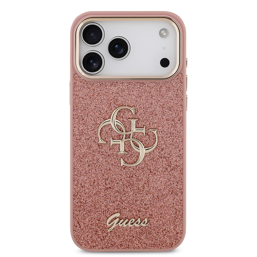 Apple iPhone 17 Pro Max Kılıf Guess Orjinal Lisanslı 4G Büyük Metal Kamera Çerçeveli ve Logolu Glitter Kapak - Görsel 3