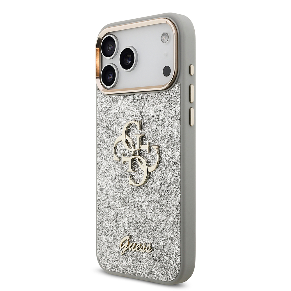 Apple iPhone 17 Pro Max Kılıf Guess Orjinal Lisanslı 4G Büyük Metal Kamera Çerçeveli ve Logolu Glitter Kapak - Görsel 9