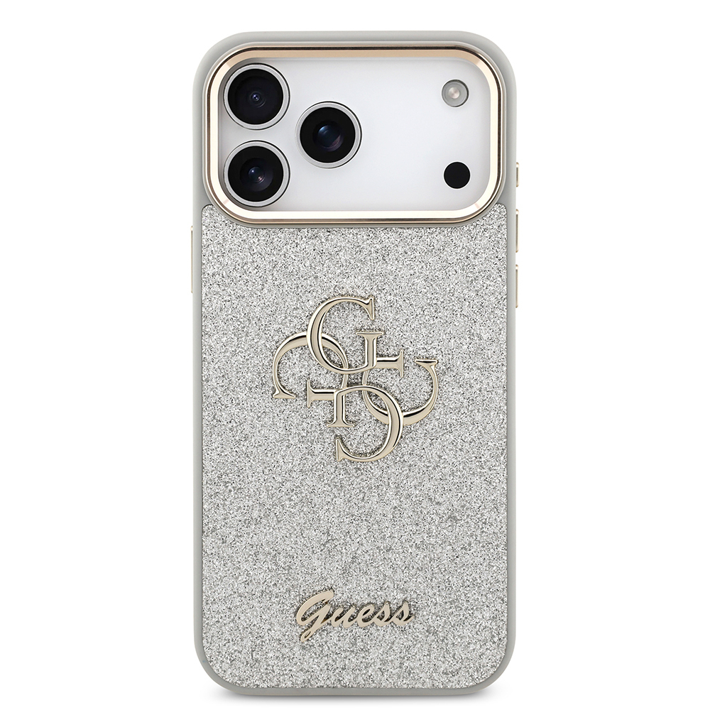 Apple iPhone 17 Pro Max Kılıf Guess Orjinal Lisanslı 4G Büyük Metal Kamera Çerçeveli ve Logolu Glitter Kapak - Görsel 10