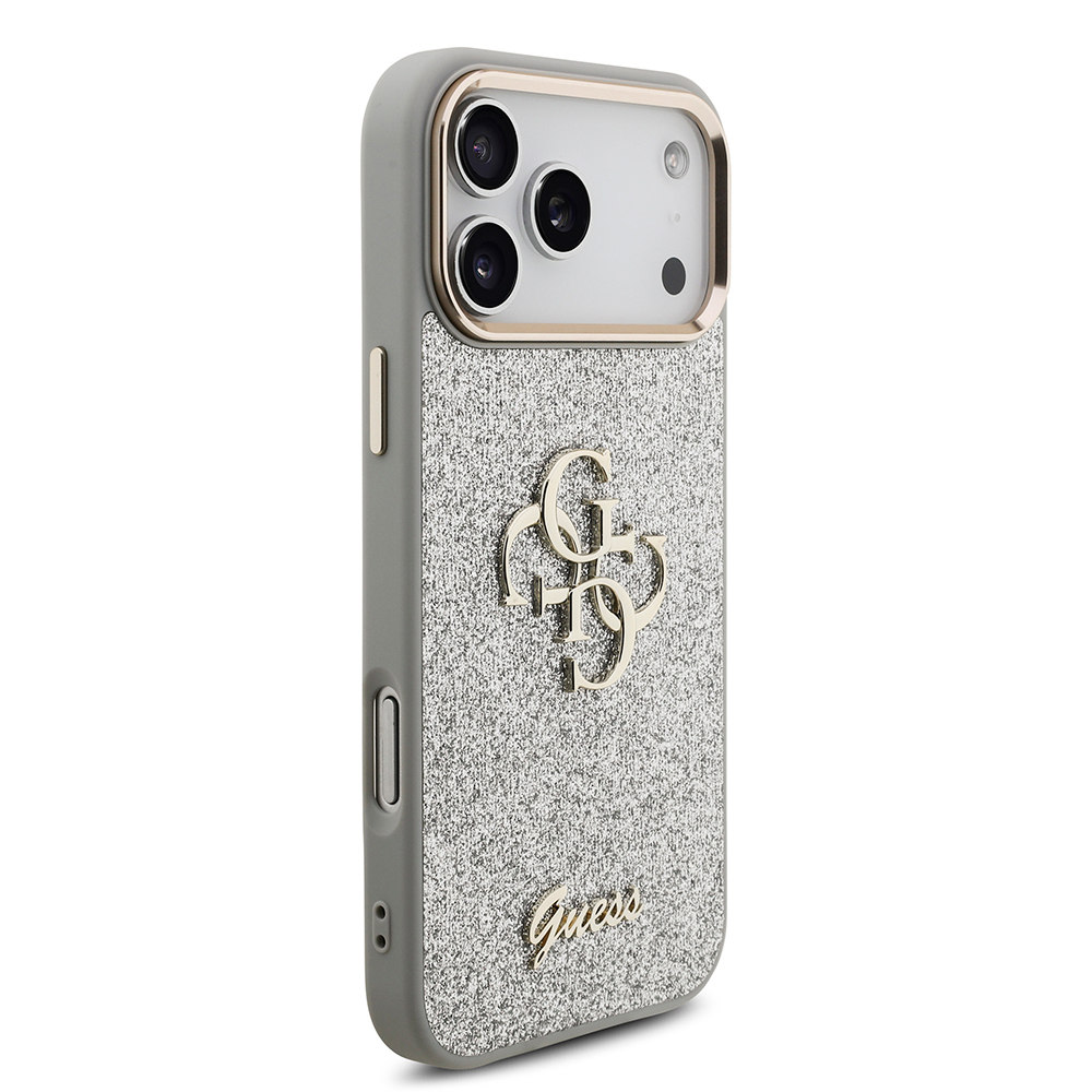 Apple iPhone 17 Pro Max Kılıf Guess Orjinal Lisanslı 4G Büyük Metal Kamera Çerçeveli ve Logolu Glitter Kapak - Görsel 11