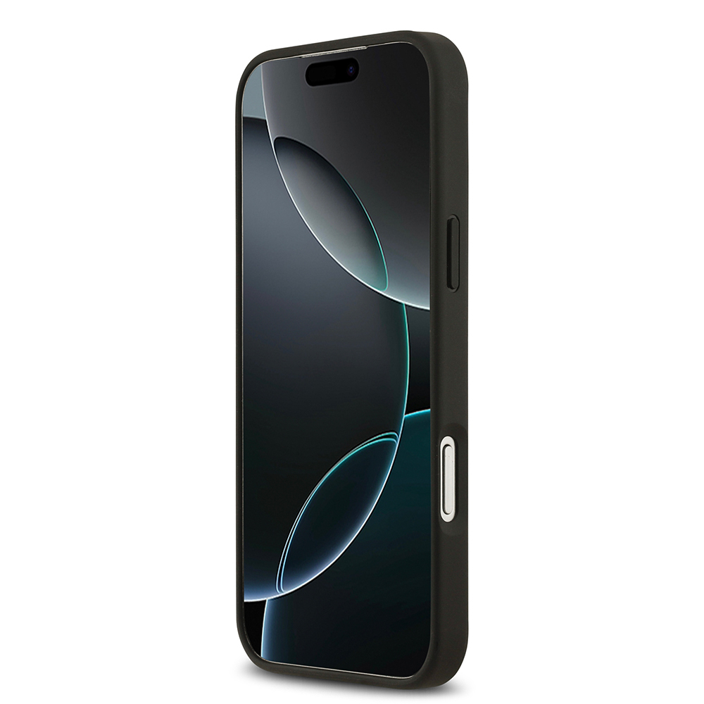 Apple iPhone 17 Pro Max Kılıf Guess Orjinal Lisanslı M-safe Şarj Özellikli Taneli Çiçek Tasarımlı Metal Yazı Logolu Kapak - Görsel 5