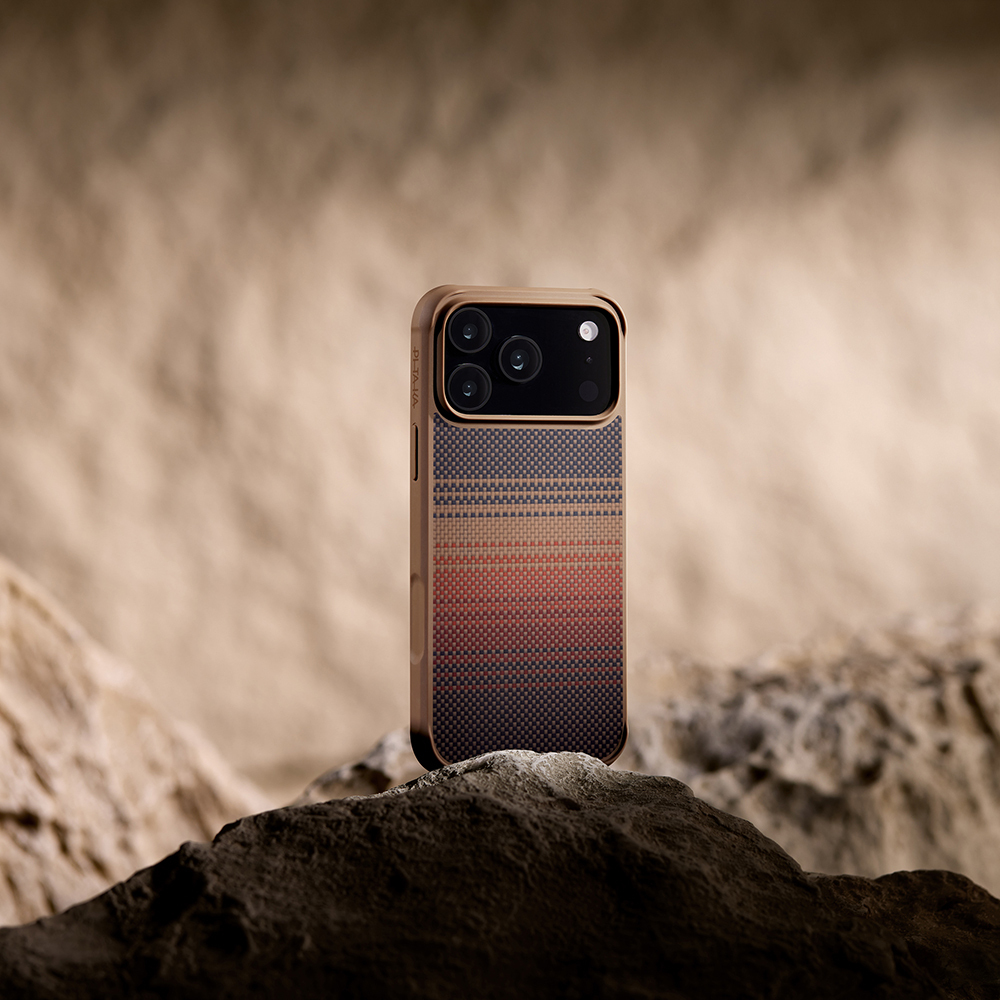 Apple iPhone 17 Pro Max Kılıf M-safe Şarj Özellikli Pitaka Tactile Woven Sunset-Moonrise Aramid Pro Guard Serisi Kapak - Görsel 6