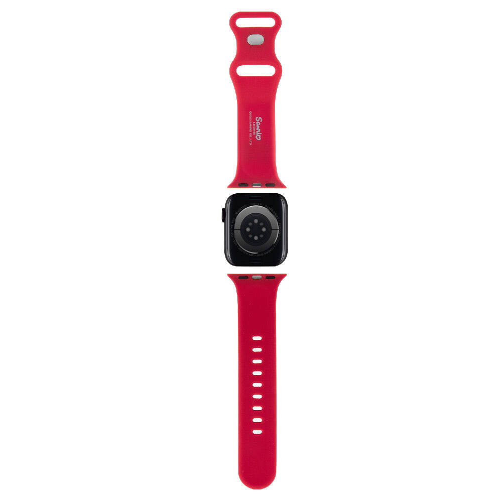 Apple Watch 38mm Hello Kitty Orjinal Lisanslı Yazı Logolu Fiyonk & Kitty Head Silikon Kordon - Görsel 6