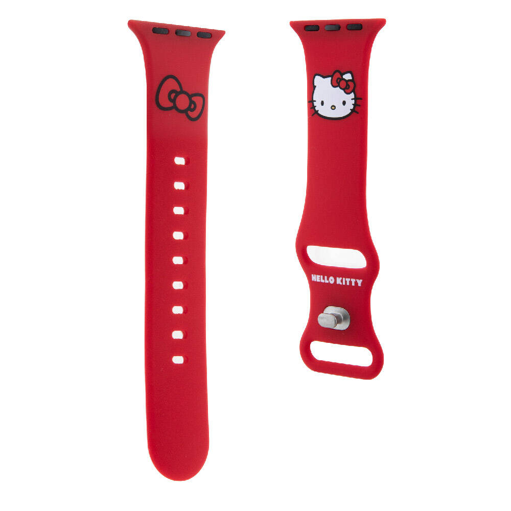 Apple Watch 38mm Hello Kitty Orjinal Lisanslı Yazı Logolu Fiyonk & Kitty Head Silikon Kordon - Görsel 7