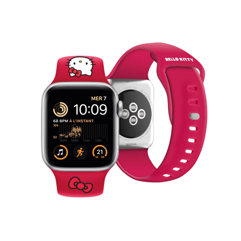 Apple Watch 38mm Hello Kitty Orjinal Lisanslı Yazı Logolu Fiyonk & Kitty Head Silikon Kordon - Görsel 5