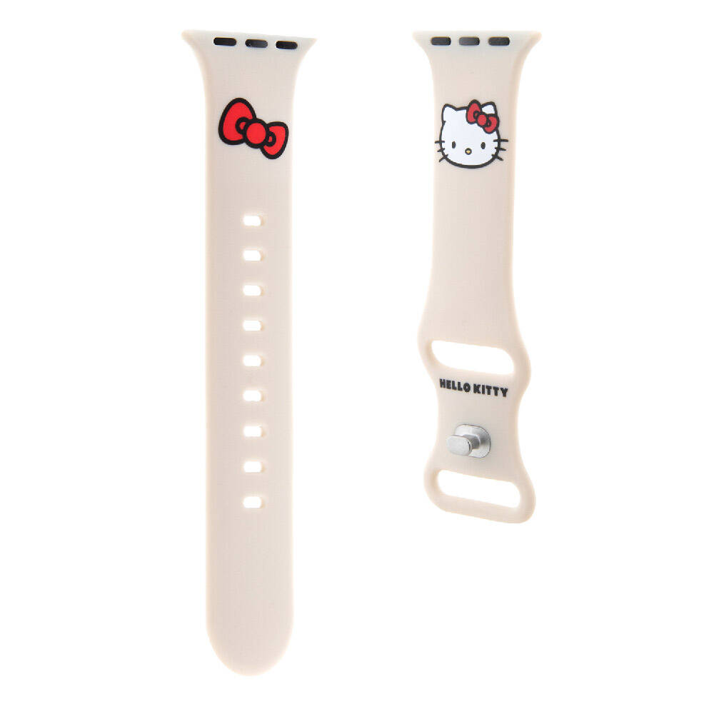 Apple Watch 38mm Hello Kitty Orjinal Lisanslı Yazı Logolu Fiyonk & Kitty Head Silikon Kordon - Görsel 3