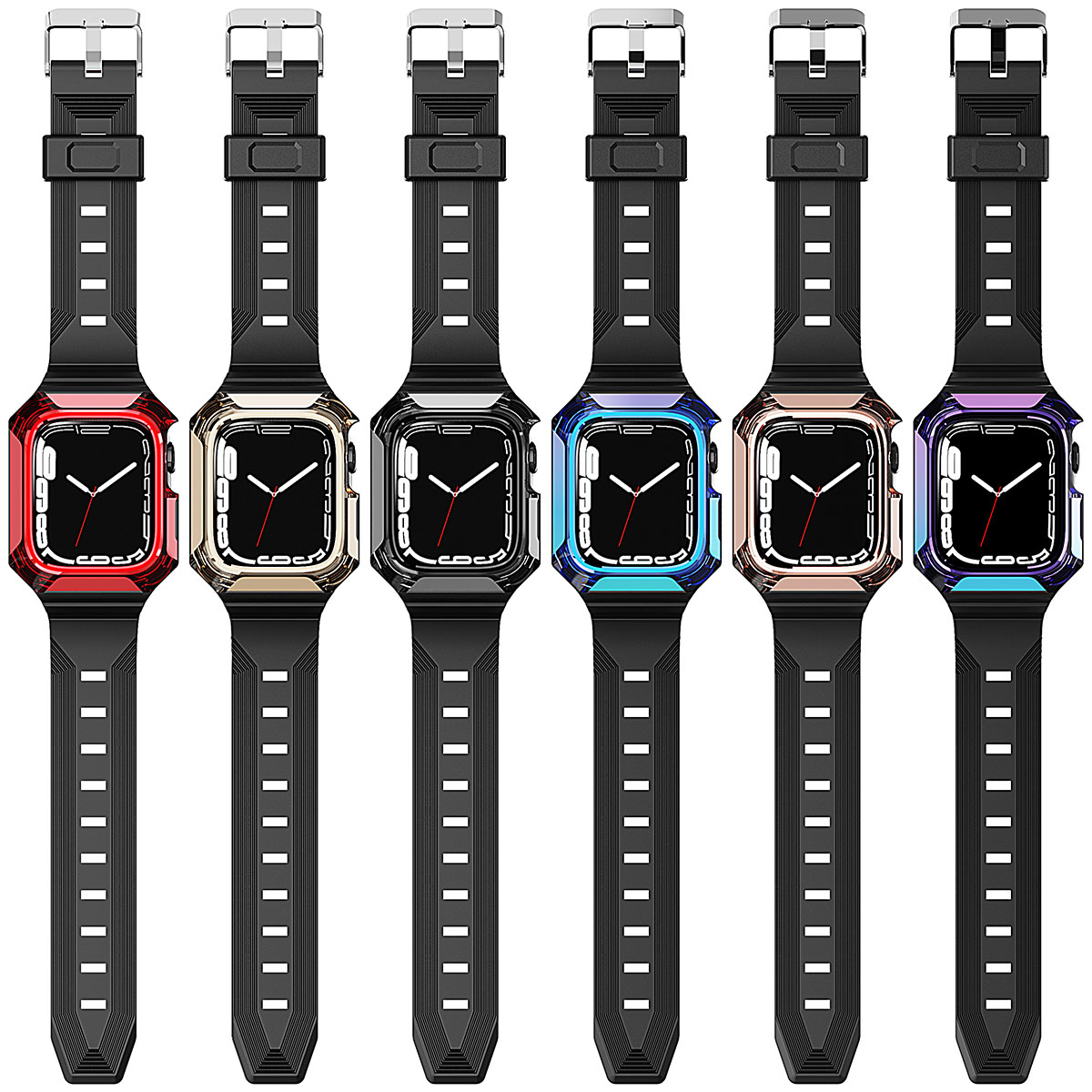 Apple Watch 42mm Zore KRD-88 Sert PC Kasa Koruyuculu Silikon Kordon