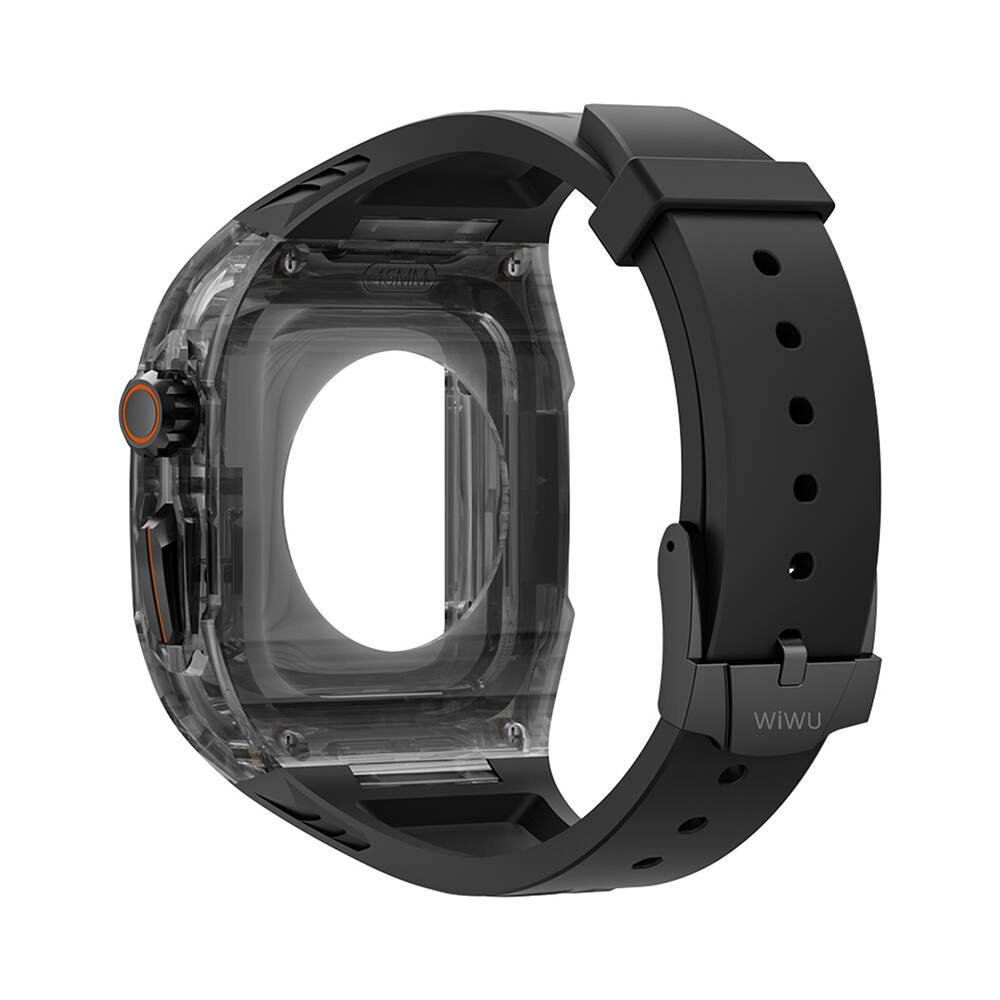 Apple Watch 44mm Wiwu Wi-WB013 Rambo Serisi 2in1 Şeffaf PC Kasa Koruyuculu Kauçuk Kordon - Görsel 7