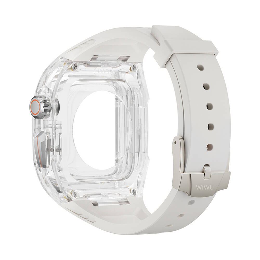 Apple Watch 44mm Wiwu Wi-WB013 Rambo Serisi 2in1 Şeffaf PC Kasa Koruyuculu Kauçuk Kordon - Görsel 6