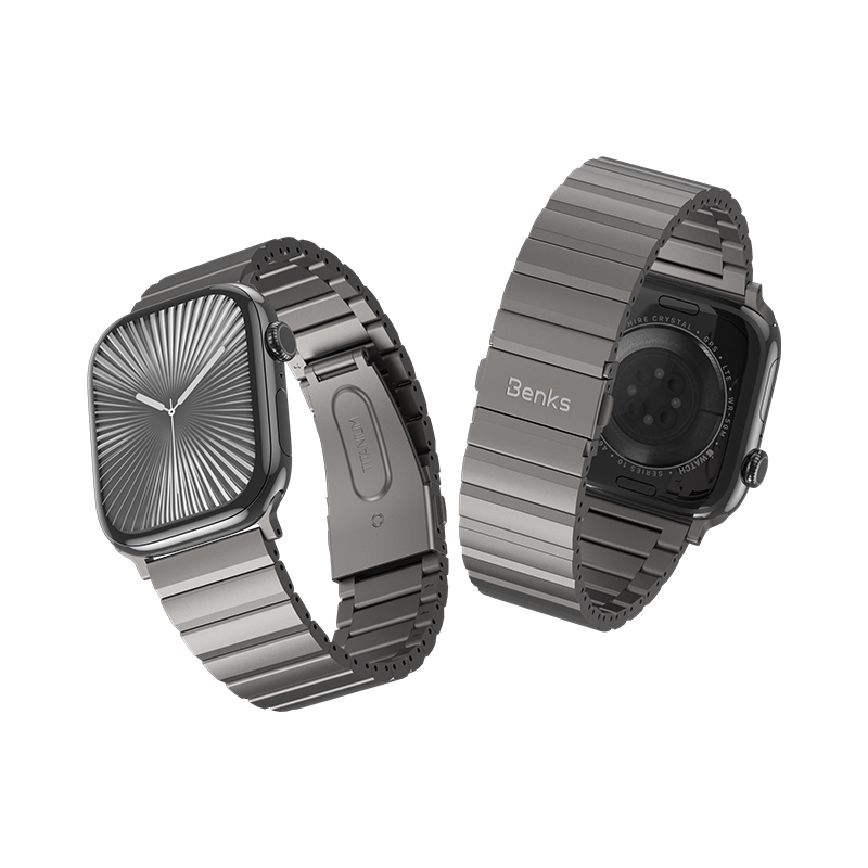 Apple Watch 7 45mm Benks Aero Titan Serisi Titanyum Metal Kordon - Görsel 3