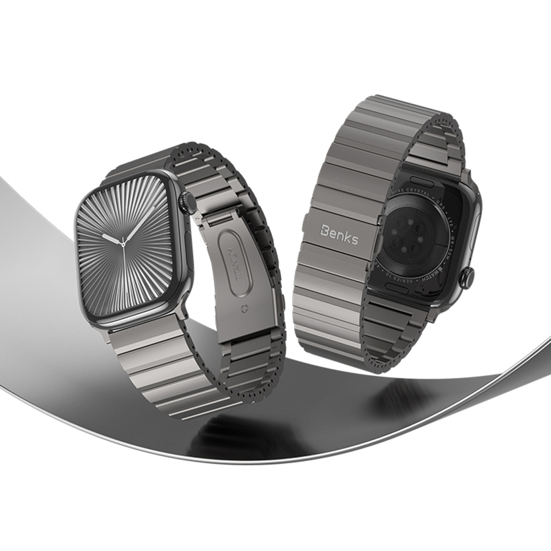 Apple Watch 7 45mm Benks Aero Titan Serisi Titanyum Metal Kordon - Görsel 7