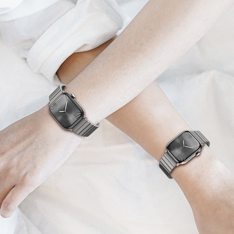 Apple Watch 7 45mm Benks Aero Titan Serisi Titanyum Metal Kordon - Görsel 8