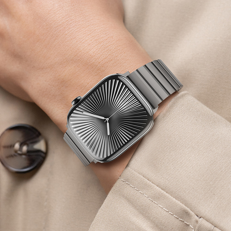 Apple Watch 7 45mm Benks Aero Titan Serisi Titanyum Metal Kordon - Görsel 9