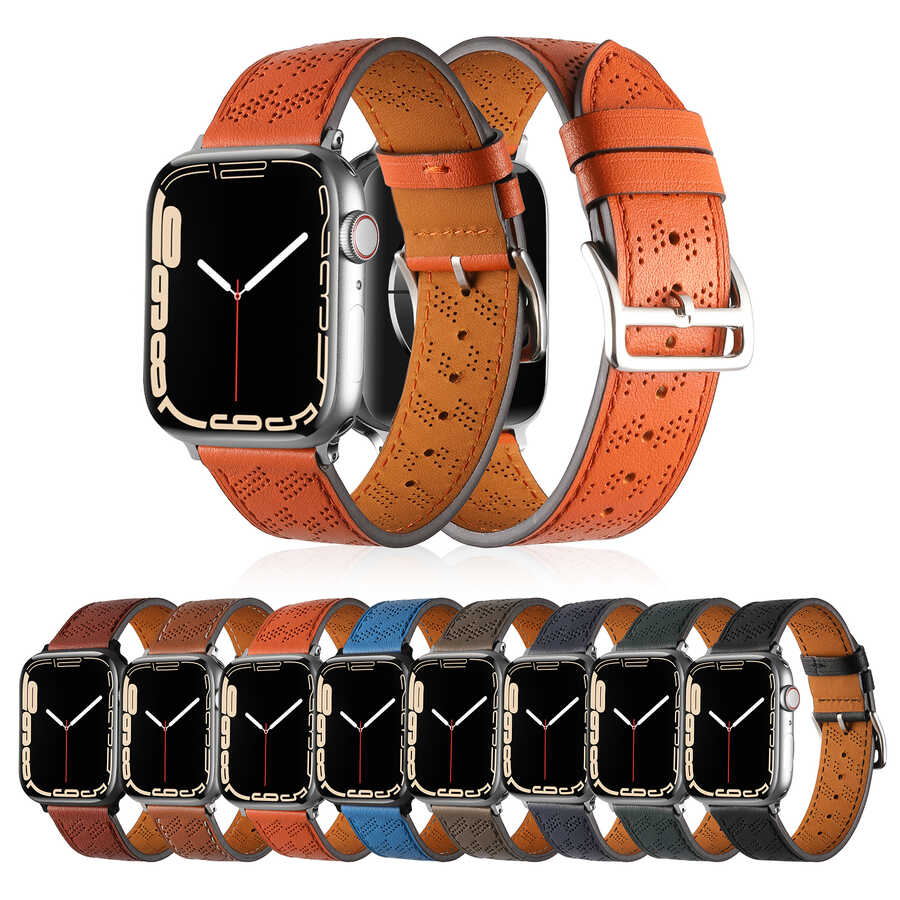 Apple Watch 7 45mm KRD-76 PU Deri Kordon Strap Kayış - Görsel 3