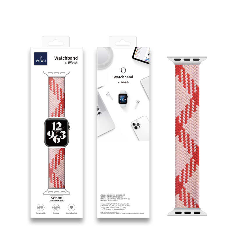 Apple Watch Ultra 49mm Kordon Wiwu Braided Solo Loop Contrast Color Small Strap Kayış - Görsel 2