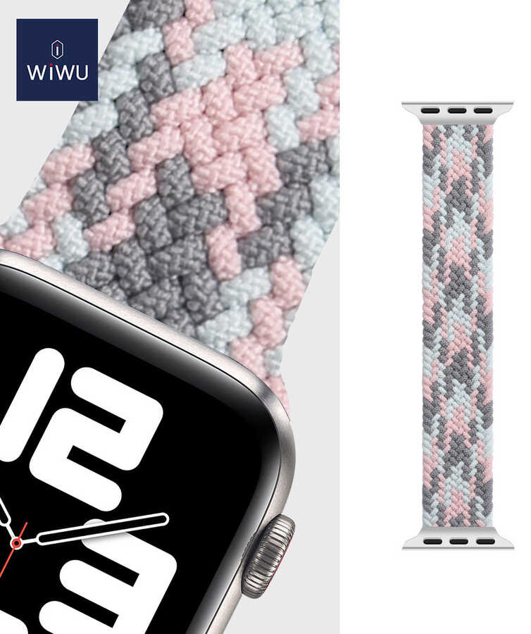 Apple Watch Ultra 49mm Kordon Wiwu Braided Solo Loop Contrast Color Small Strap Kayış - Görsel 4