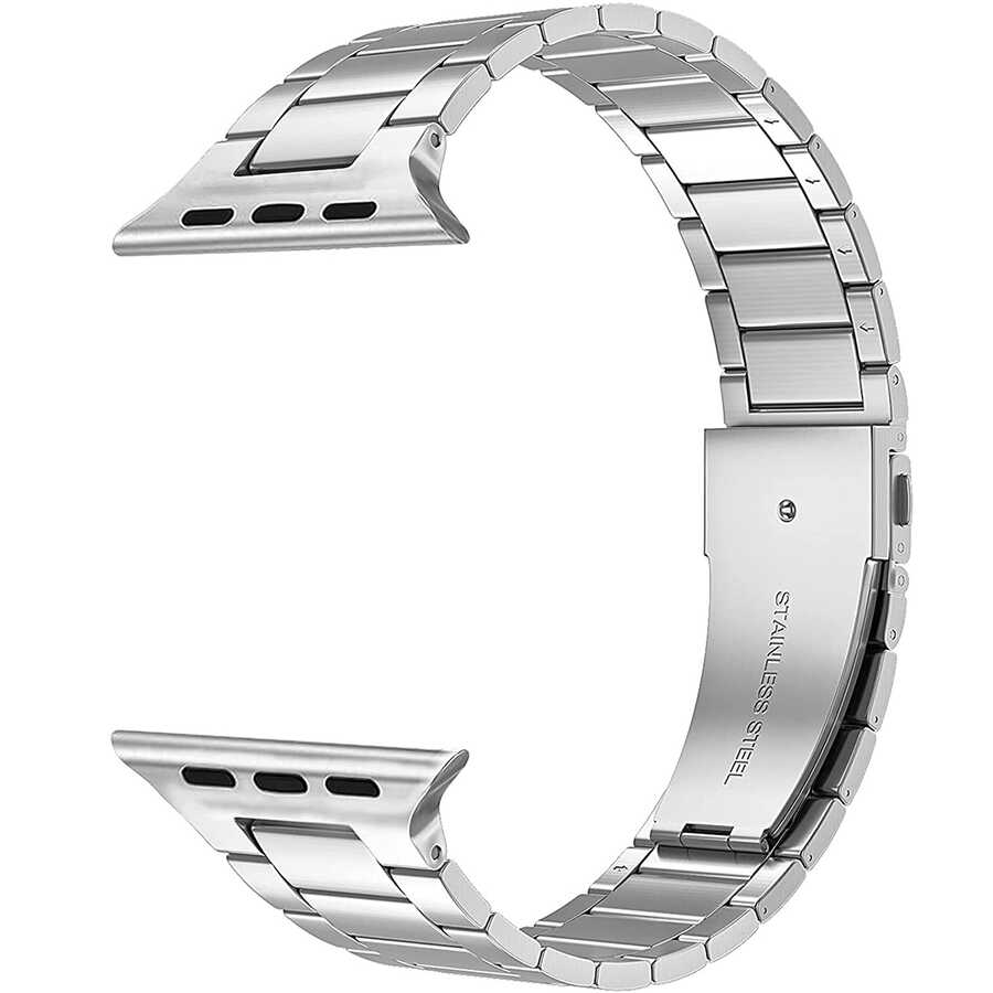 Apple Watch Ultra 49mm Kordon Wiwu Ultra Thin Steel Belt Three Beads Metal Strap Kayış - Görsel 8
