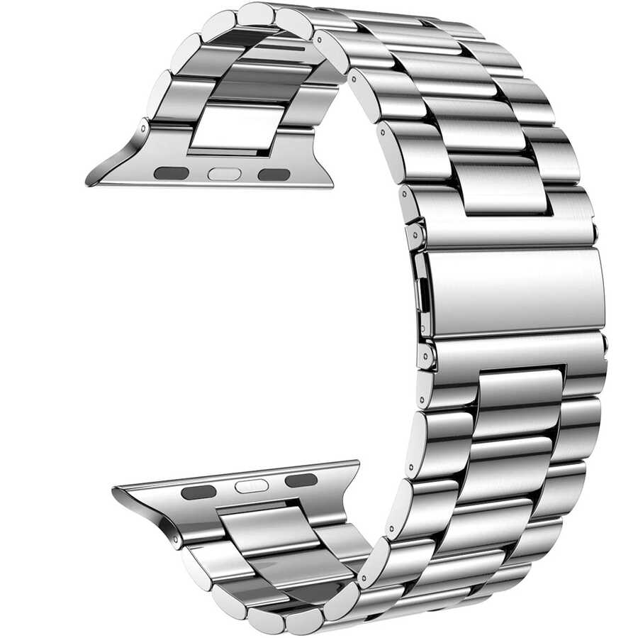 Apple Watch Ultra 49mm Kordon Wiwu Ultra Thin Steel Belt Three Beads Metal Strap Kayış - Görsel 4