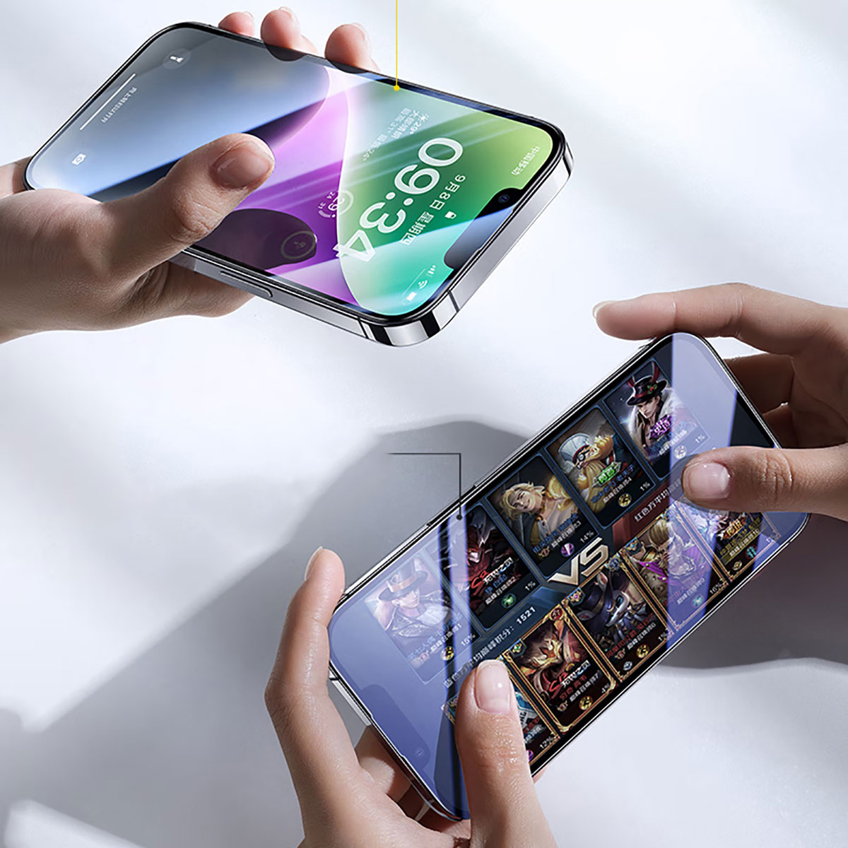 Apple iPhone 14 Pro Max Wiwu CZ-003 Mavi Işık Teknolojili Hidrofobik ve Oleofobik Parlama Önleyici Cam Ekran Koruyucu - Görsel 5