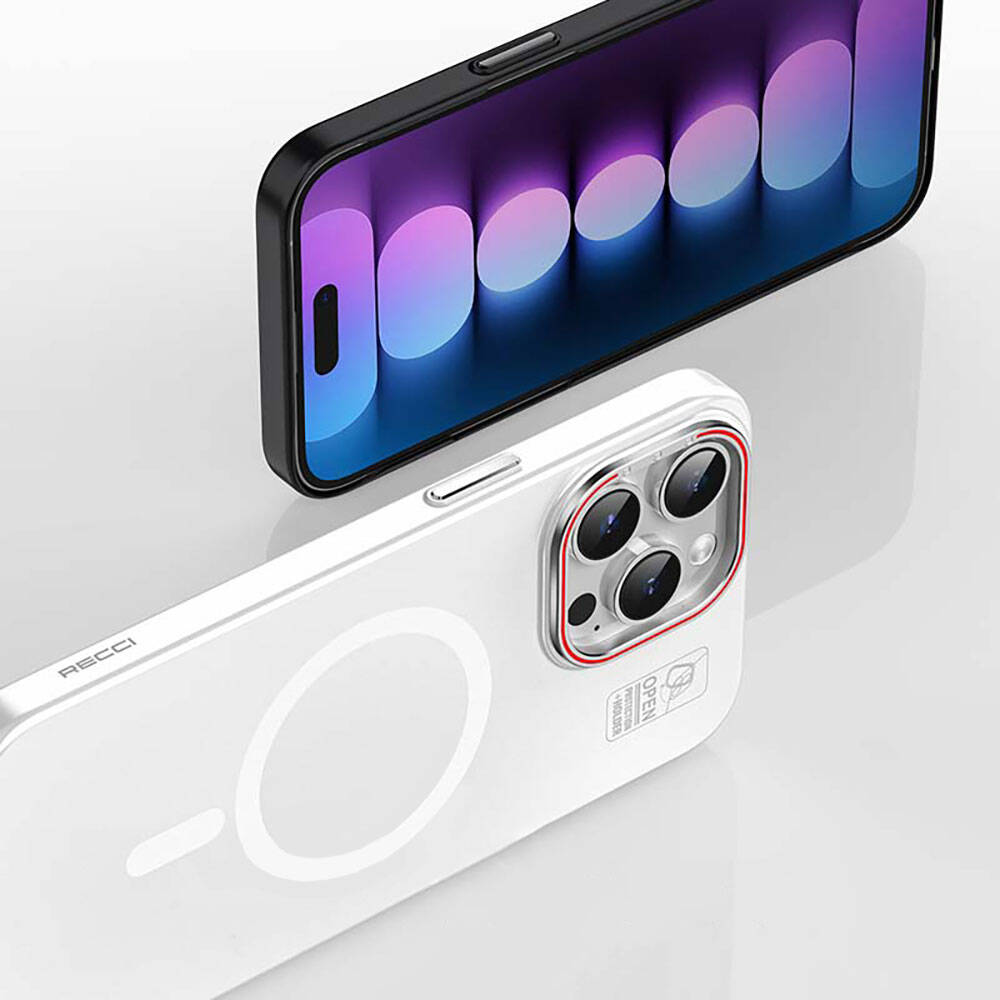 Apple iPhone 15 Plus Kılıf M-safe Şarj Özellikli Standlı Metal Kamera Çerçeveli Mat Recci Glaze Serisi Kapak - Görsel 2