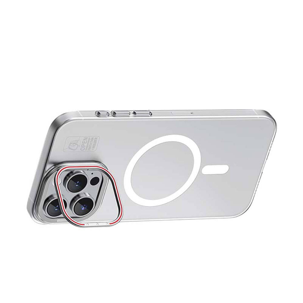 Apple iPhone 15 Plus Kılıf M-safe Şarj Özellikli Standlı Metal Kamera Çerçeveli Mat Recci Glaze Serisi Kapak - Görsel 9