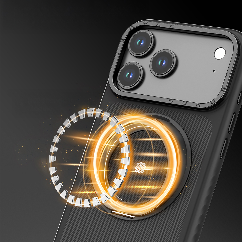 Apple iPhone 17 Pro Kılıf M-safe Şarj Özellikli Metal Standlı Lenyes CK225 Kapak