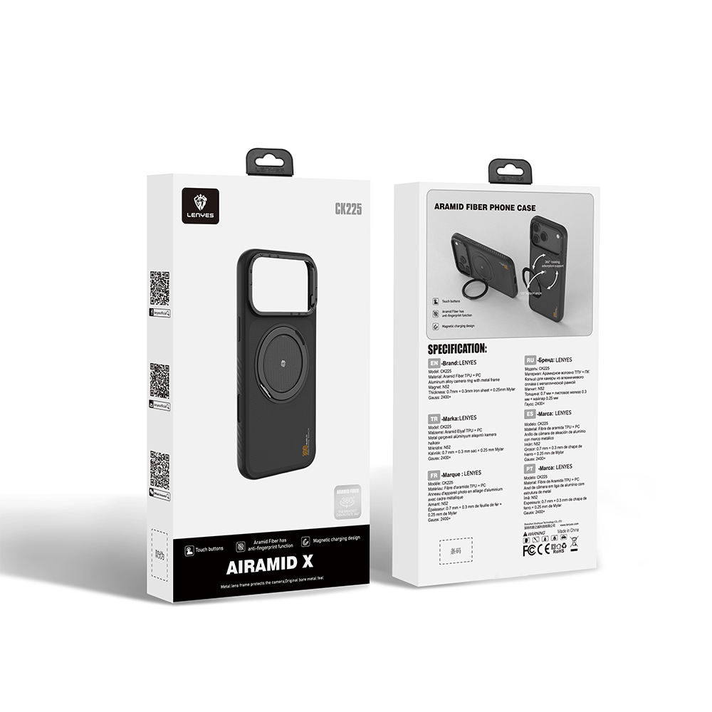 Apple iPhone 17 Pro Kılıf M-safe Şarj Özellikli Metal Standlı Lenyes CK225 Kapak