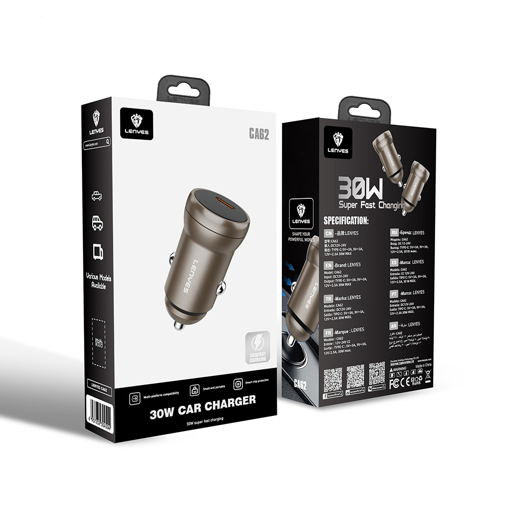 Lenyes CA62 Hızlı Şarj Özellikli Type-C Portlu PD Araç Şarj Aleti 30W