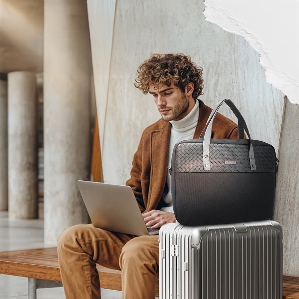 Lenyes LB552 Voyagers Serisi Su Geçirmez Polyester Kumaş Çıkarılabilir Omuz Askılı 13-14 inç Laptop Çantası - Görsel 5