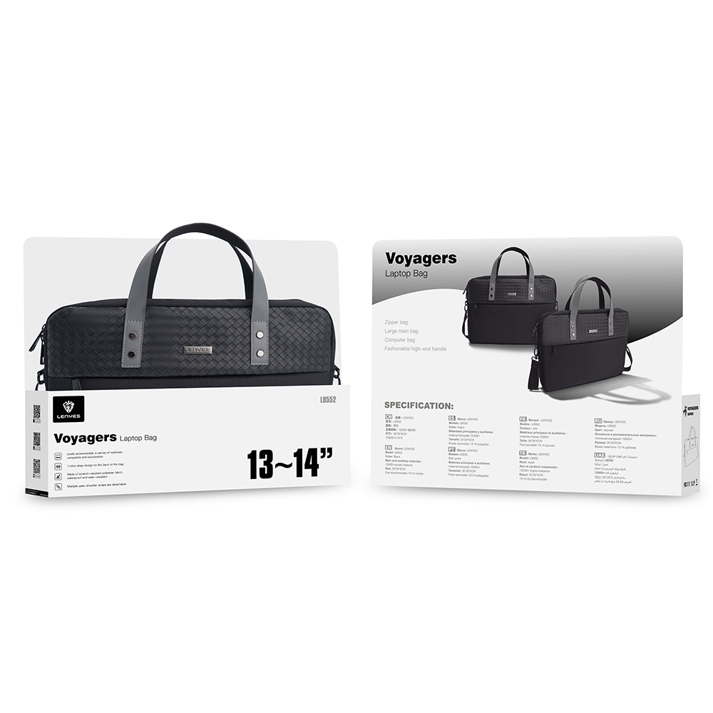 Lenyes LB552 Voyagers Serisi Su Geçirmez Polyester Kumaş Çıkarılabilir Omuz Askılı 13-14 inç Laptop Çantası - Görsel 6