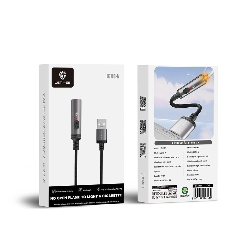 Lenyes LC110-TC Bükülme ve Aşınmaya Dayanıklı Örgü Tasarımlı Type-C Bağlantılı Çakmak Kablosu 30cm - Görsel 5