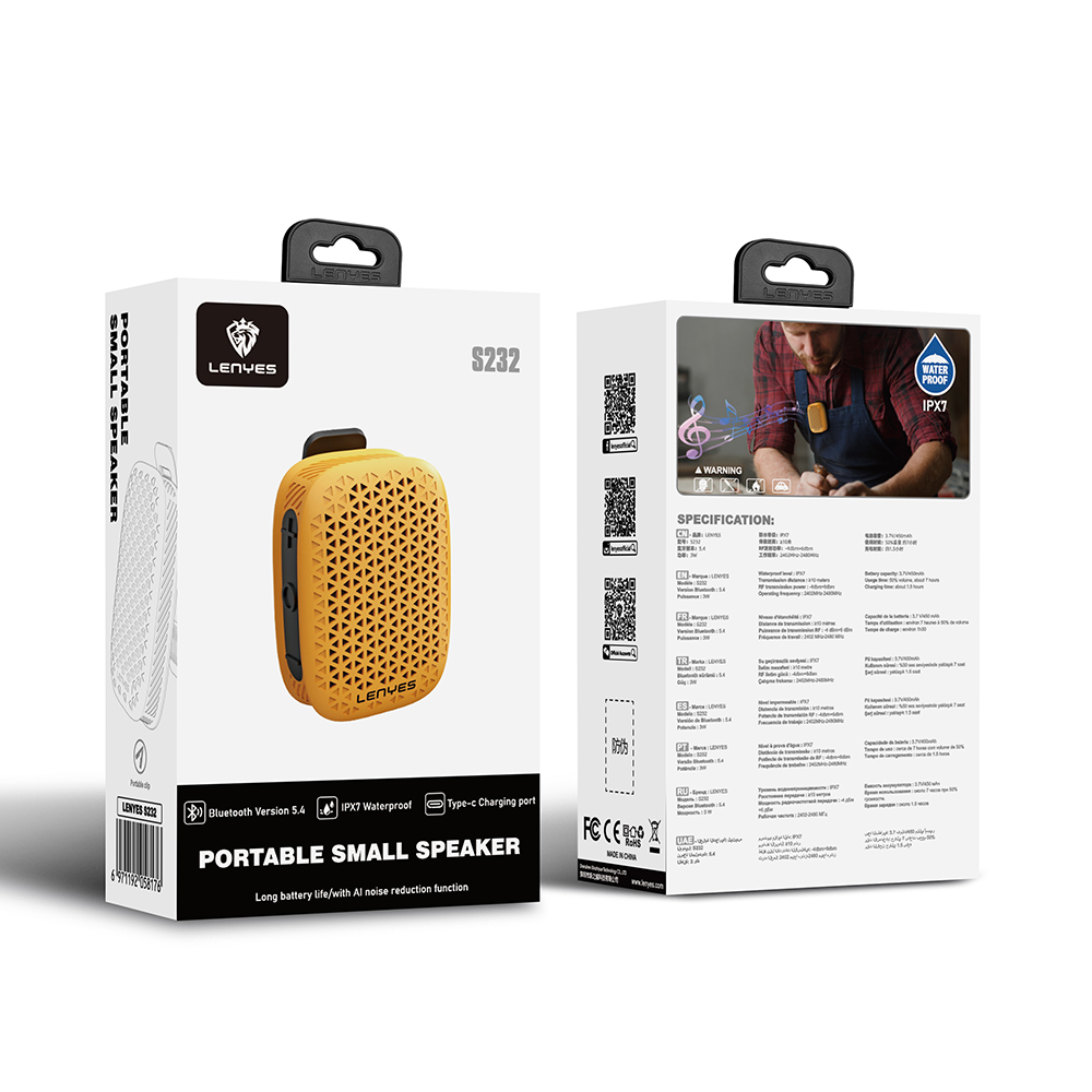 Lenyes S232 TWS Mandallı Bluetooth Speaker Hoparlör v5.4 - Görsel 11