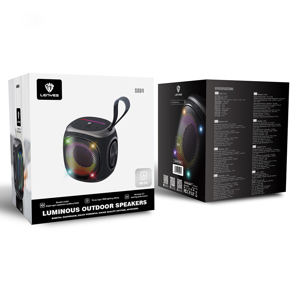 Lenyes S864 RGB Işıklı Taşınabilir TWS Bluetooth Speaker Hoparlör v5.3 - Görsel 7