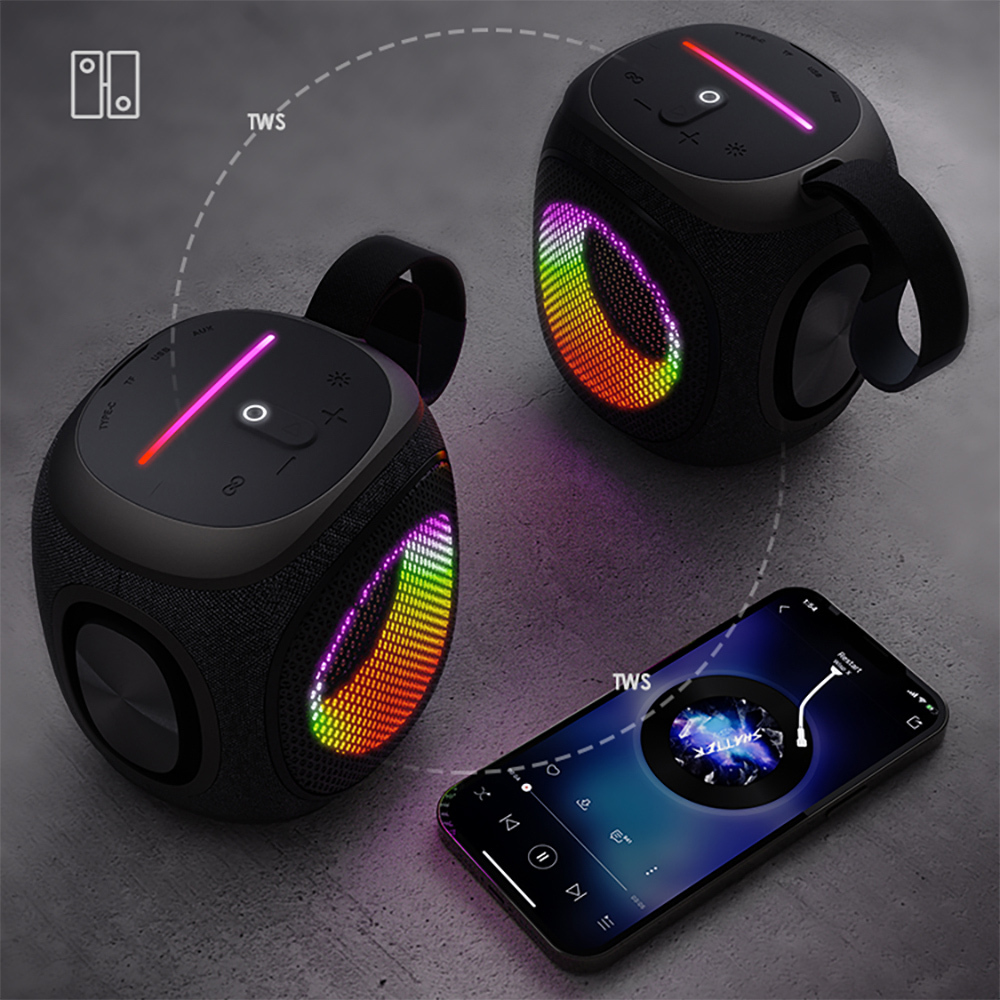 Lenyes S864 RGB Işıklı Taşınabilir TWS Bluetooth Speaker Hoparlör v5.3 - Görsel 6