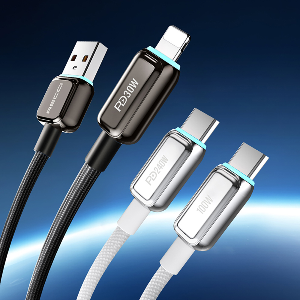 Recci RS42C Lamp Display Serisi USB-A to Type-C 100W Hızlı Şarj Özellikli Data ve Şarj Kablosu 1.5M - Görsel 3