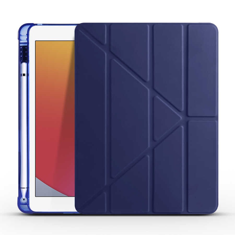 Apple iPad 9.7 2017 (5.Nesil) Kılıf Zore Tri Folding Kalem Bölmeli Standlı Kılıf - Görsel 6