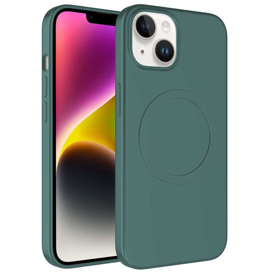 Apple iPhone 13 Kılıf M-safe Wireless Şarj Özellikli Pastel Renk Silikon Zore Plas Kapak - Görsel 3