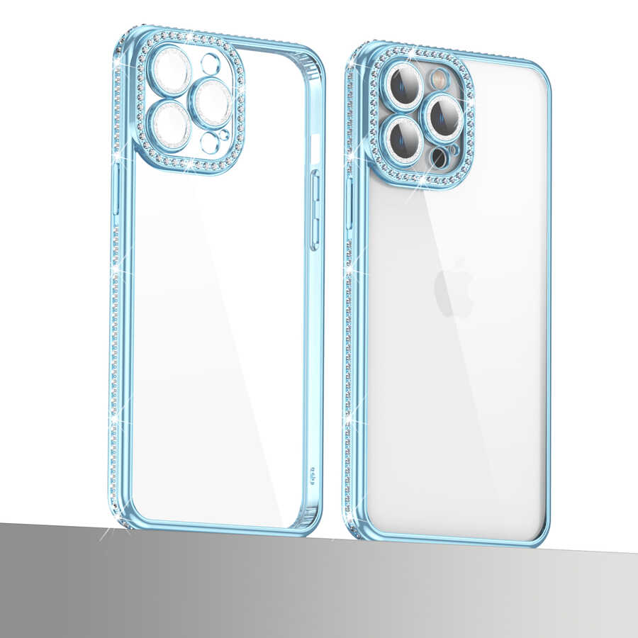 Apple iPhone 13 Pro Max Kılıf Kamera Korumalı Taşlı Zore Mina Kapak - Görsel 4
