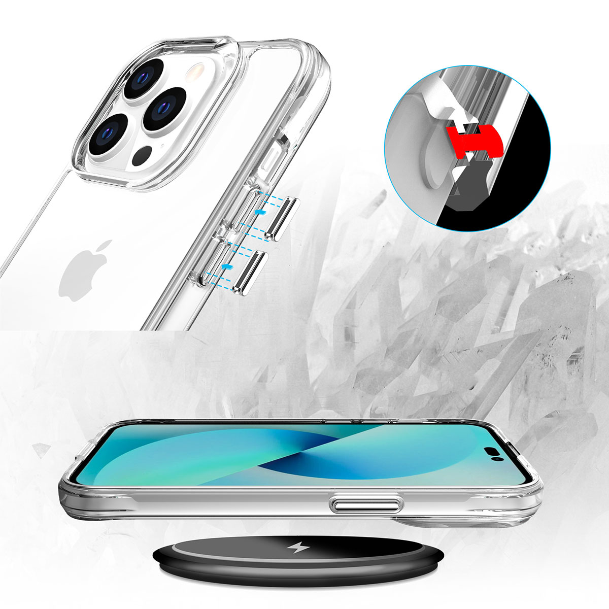 Apple iPhone 14 Pro Kılıf Zore Şeffaf Ultra İnce Airbag Tasarımlı Okka Kapak - Görsel 4