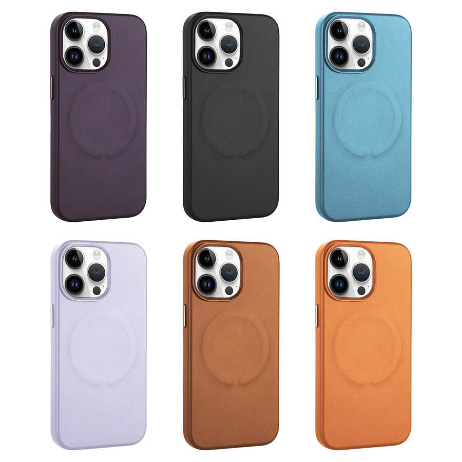 Apple iPhone 14 Pro Max Kılıf PU Deri M-safe Wireless Şarj Özellikli Zore Derix Kapak - Görsel 2