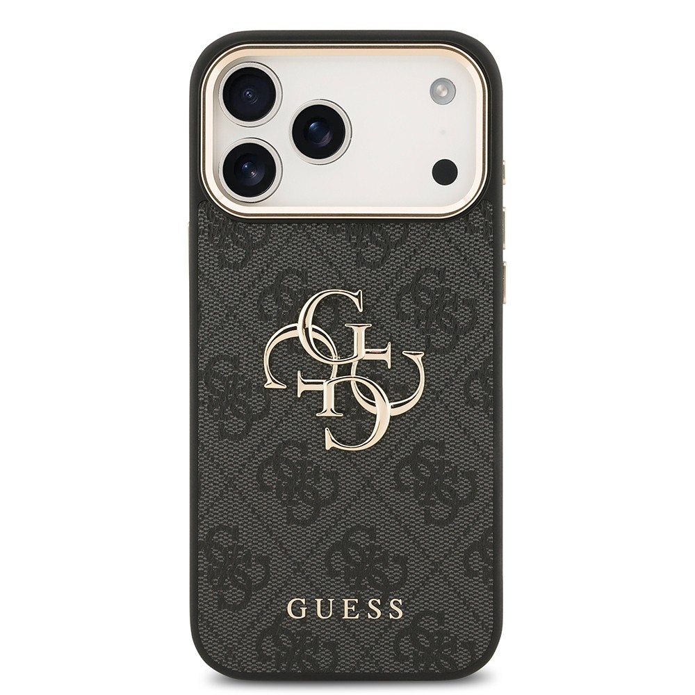 Apple iPhone 18 Pro Max Kılıf Guess Orjinal Lisanslı Gold Metal Kamera Çerçeveli 4G Desenli Metal Büyük 4G ve Yazı Logolu Kapak - Görsel 3