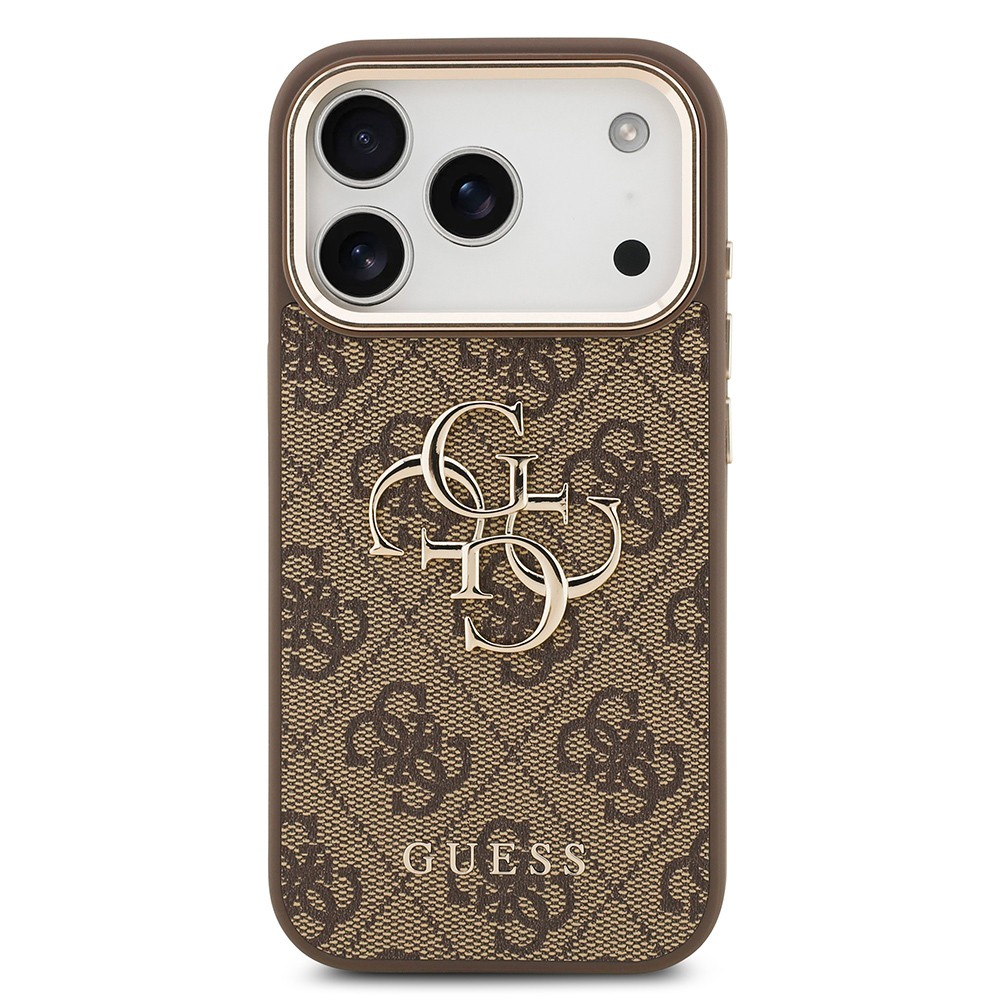 Apple iPhone 18 Pro Max Kılıf Guess Orjinal Lisanslı Gold Metal Kamera Çerçeveli 4G Desenli Metal Büyük 4G ve Yazı Logolu Kapak - Görsel 10