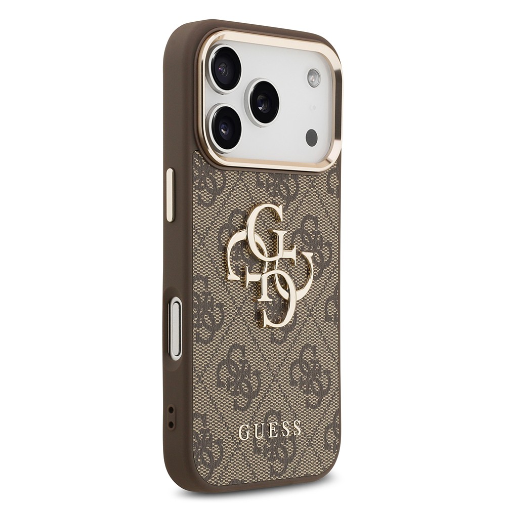 Apple iPhone 18 Pro Max Kılıf Guess Orjinal Lisanslı Gold Metal Kamera Çerçeveli 4G Desenli Metal Büyük 4G ve Yazı Logolu Kapak - Görsel 11