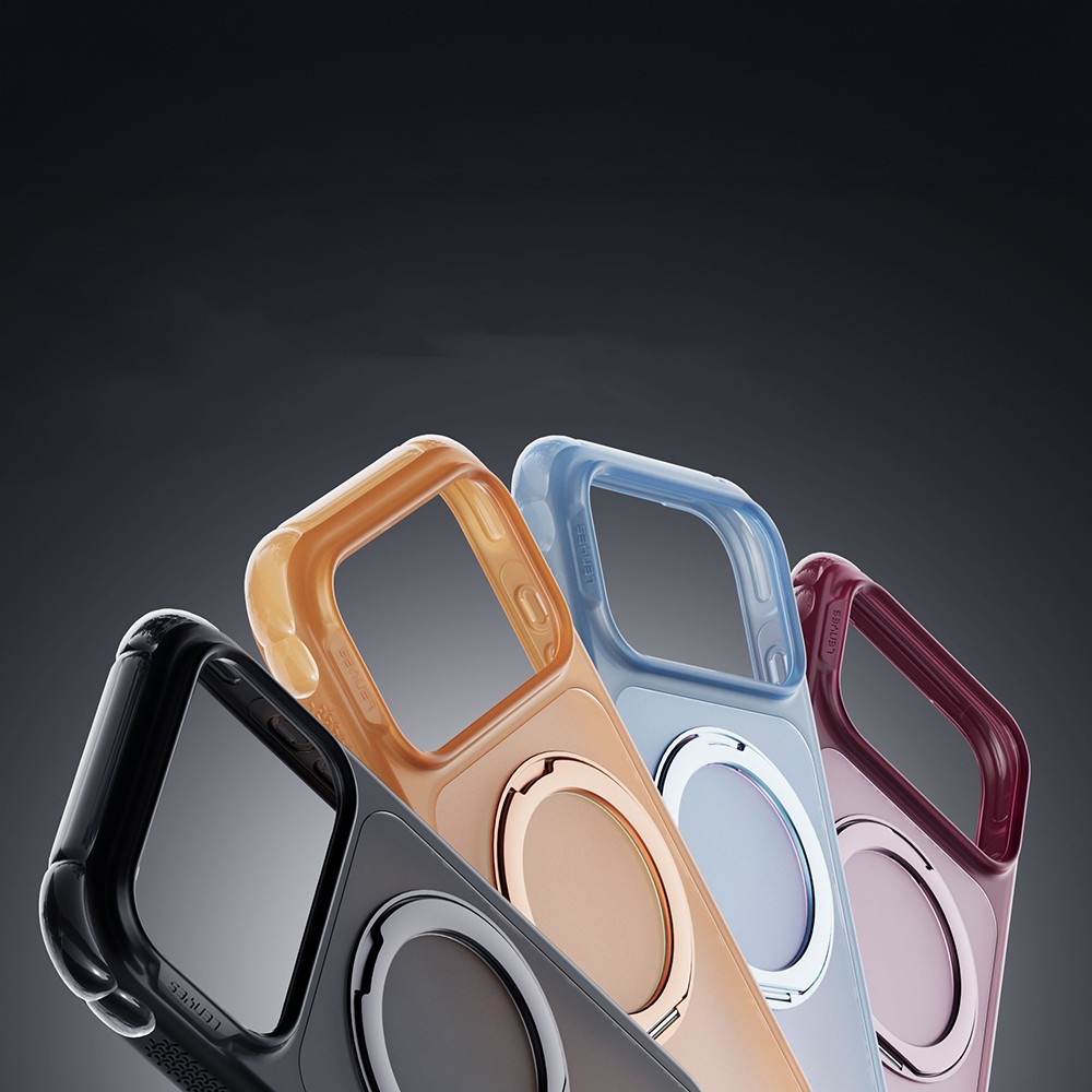 Apple iPhone 18 Pro Max Kılıf Lenyes Air Bumper Serisi M-safe Şarj Özellikli Airbag Tasarımlı Standlı Kapak - Görsel 7