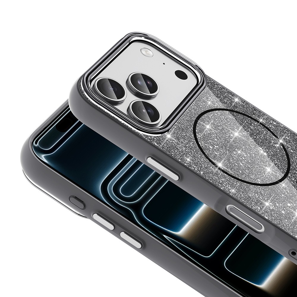 Apple iPhone 18 Pro Max Kılıf M-safe Şarj Özellikli Parlayan Simli Zore Okso Kapak - Görsel 8