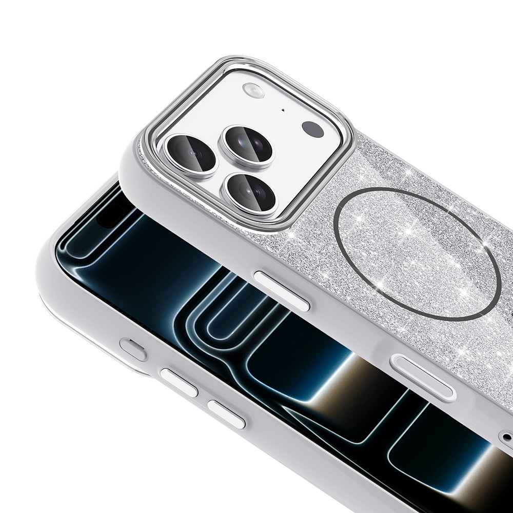 Apple iPhone 18 Pro Max Kılıf M-safe Şarj Özellikli Parlayan Simli Zore Okso Kapak - Görsel 10